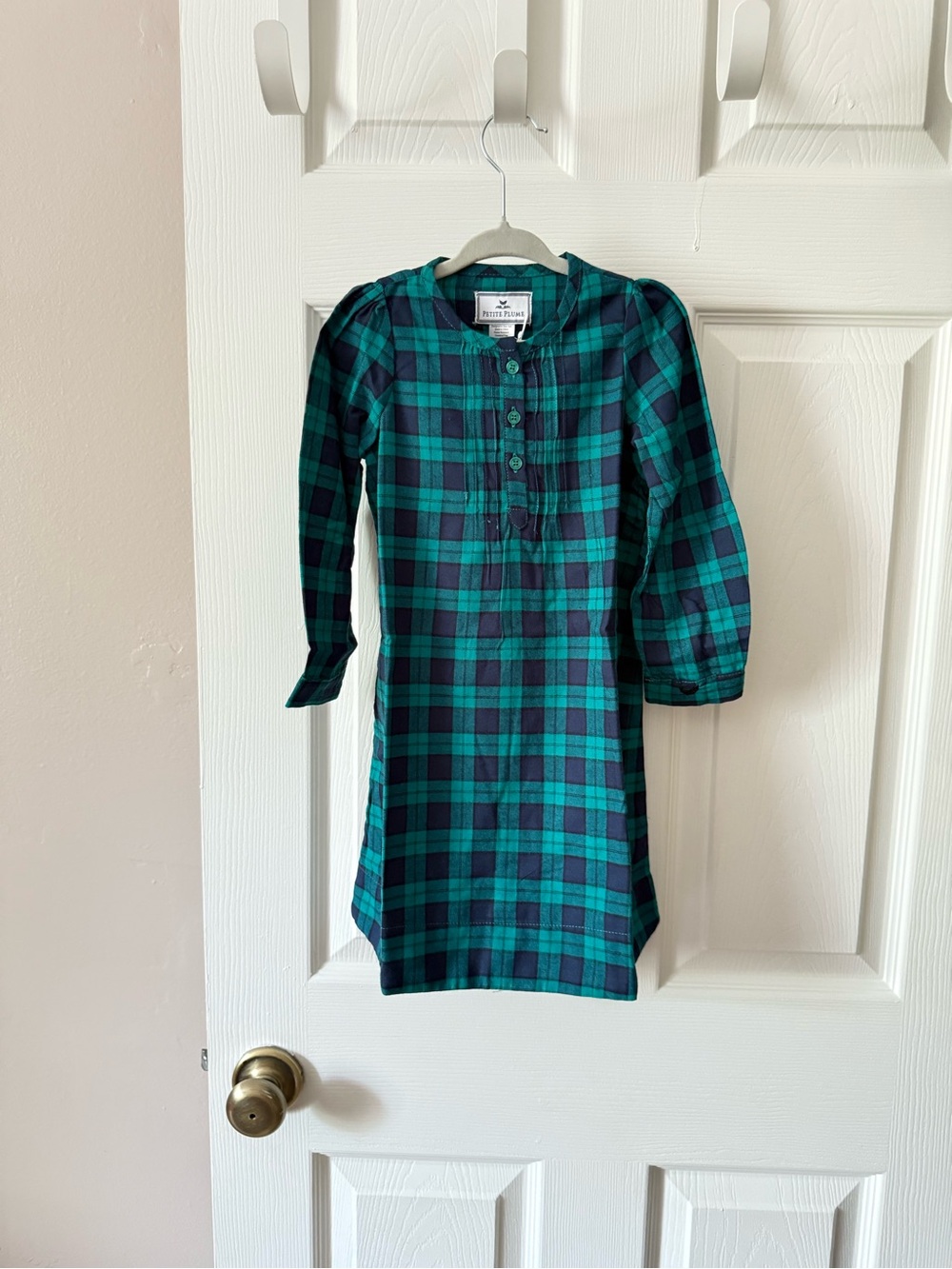 NWT Petite Plume Green & Blue Plaid Nightgown Girl’s Size 2T
